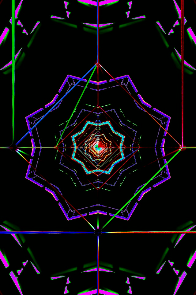 2:3 Penyelamat Skrin Terowong Neon Windows 11 - Kaleidoskop VJLoops 60fps Geometri Ungu Hijau