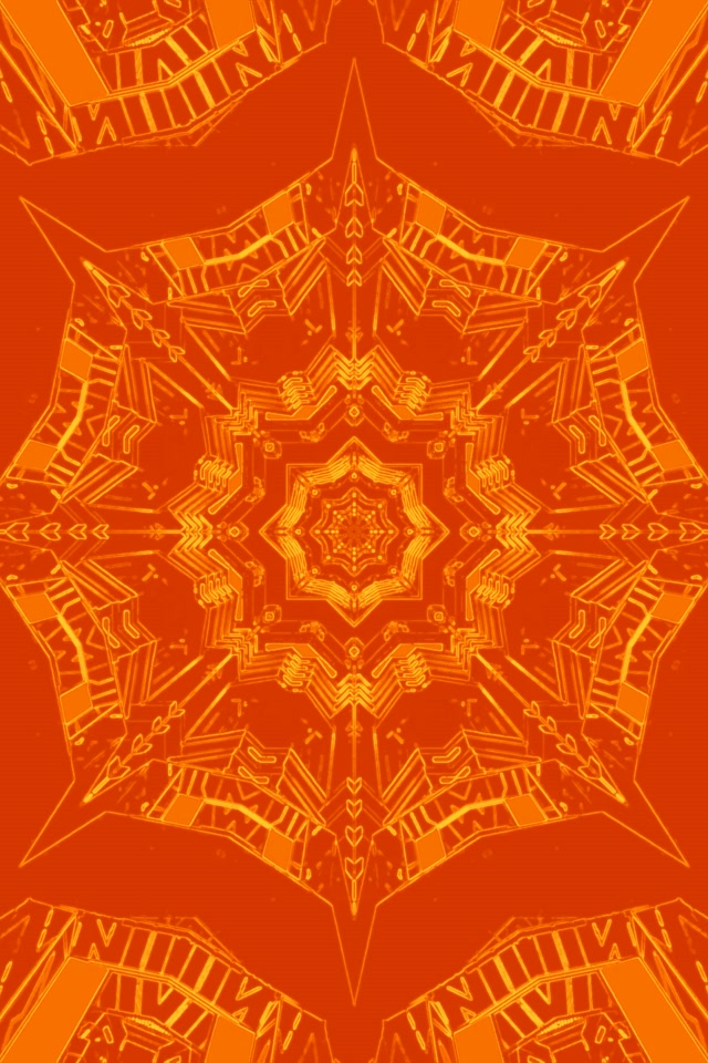 Terowong Neon Bintang Kaleidoskop Fraktal Jingga 2:3 Potret 60fps Screensaver VJ Loop