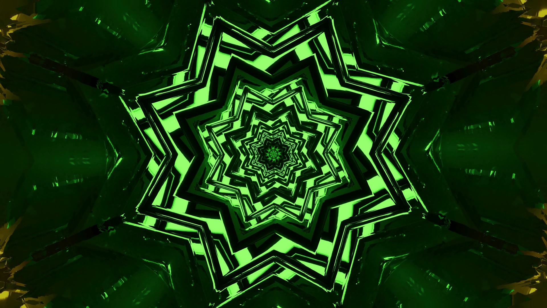 Groene Neon Tunnel Ster Schermbeveiliging 4K UHD 60fps VJ Loop