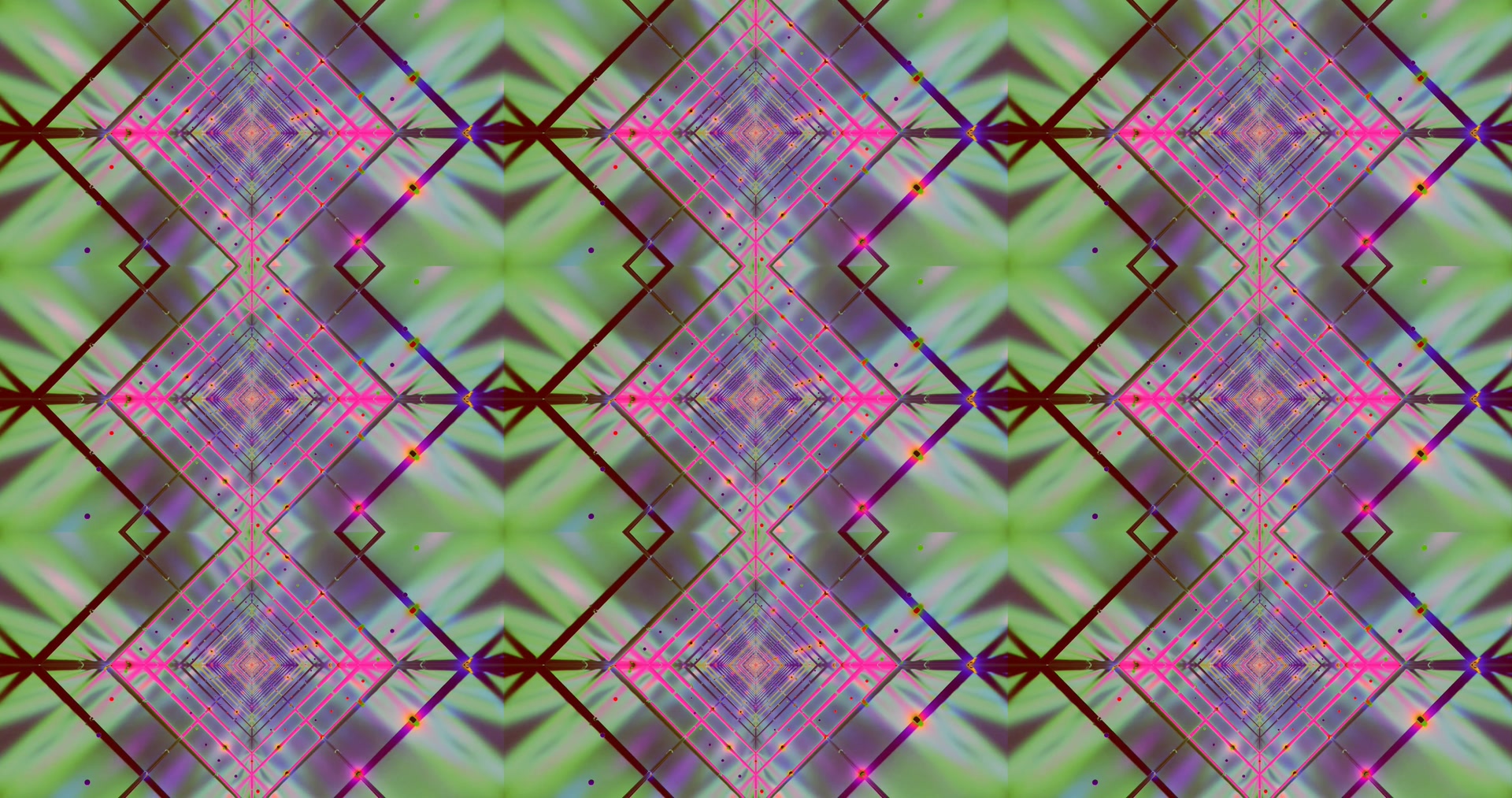 Neon Tunnel Roze Groen Diamant Screensaver 4K UHD 60fps VJ Loop