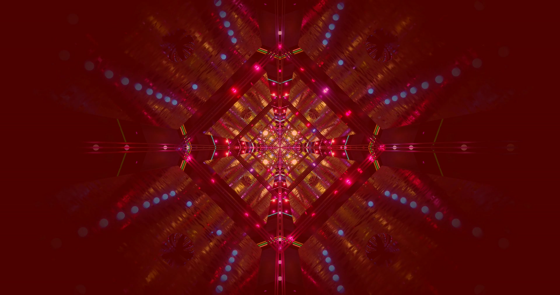 Deep Red Neon Tunnel Grid Schermbeveiliging 4K UHD 60fps Bewegingsachtergrond