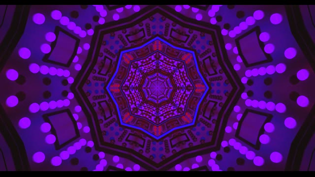 Paars Geometrisch Kaleidoscoop VJ Loop - Abstract Hexagonaal Mandala Motion Achtergrond...