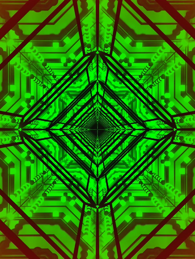 Groen Neon Tunnel Schermbeveiliging 3:4 iPad Portrait 60fps VJ Loop PC Laptop