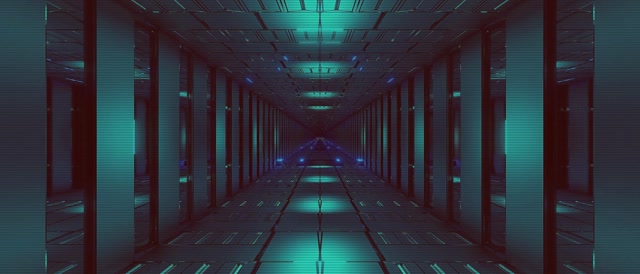 Neon Tunnel Blauw Groen Raster VJLoops 21:9 Ultrawide 60fps Schermbeveiliging