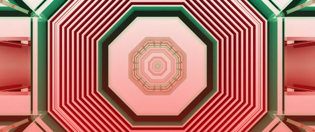 Rood Groen Octagon Neon Tunnel Schermbeveiliging 2.39:1 Cinemascope 60fps VJLoops