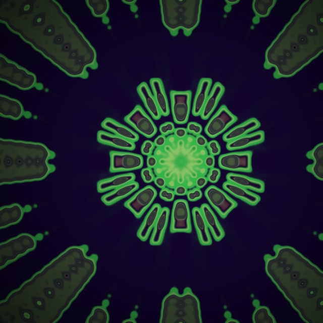 Neon Tunnel Groene Radiale Punt Caleidoscoop Vj Loop 1:1 Vierkant 60fps Schermbeveiliging