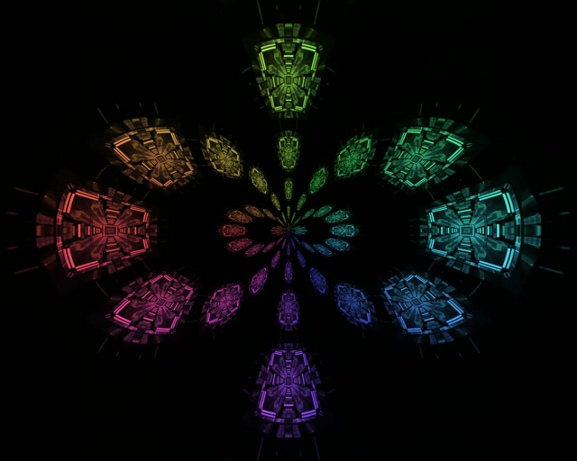 Neon Tunnel Regenboog Fractal Bloei 5:4 Industrieel 60fps Schermbeveiliging VJ Loop