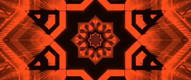 Neon Tunnel Oranje Kaleidoscoop Ster Vj Loop 2.39:1 Cinemascope 60fps Schermbeveiliging