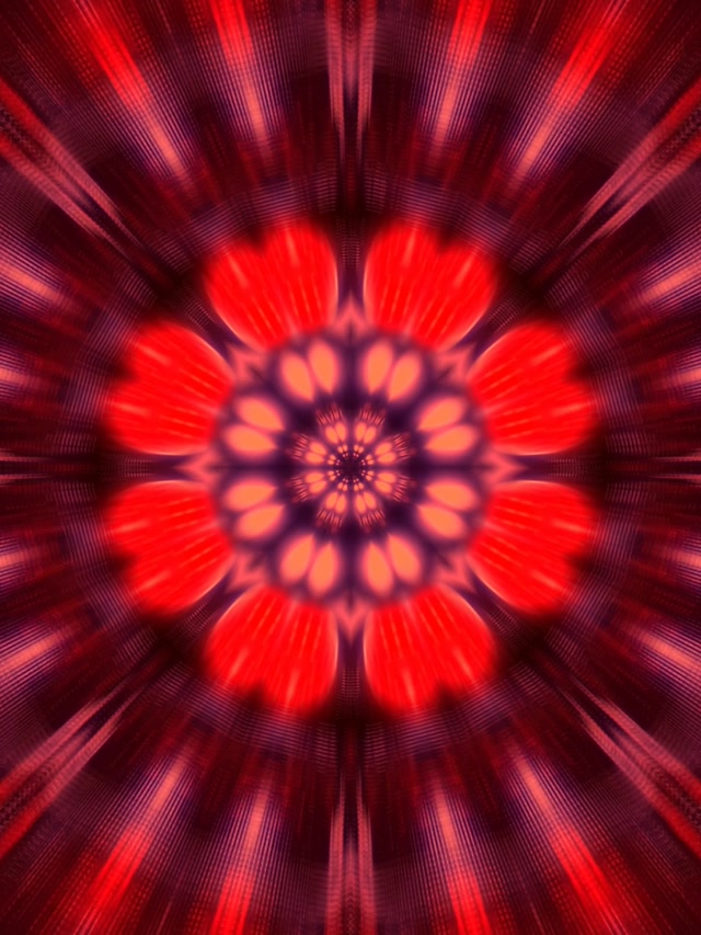 Neon Tunnel Rood Fractaal Kaleidoscoop Uitbarsting VJLoops 3:4 iPad Portret 60fps Schermbeveiliging