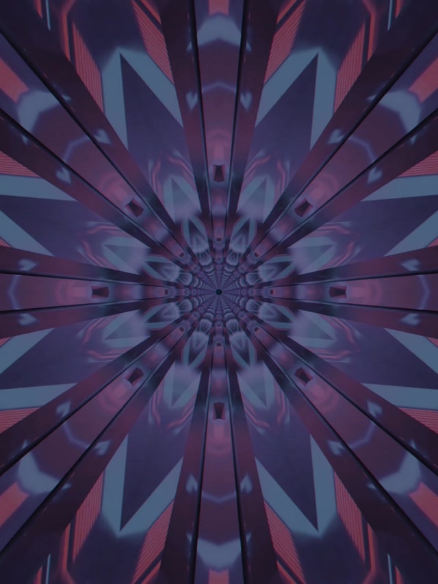 Neon Tunnel Paarse Kaleidoscoop Burst VJ Loop 3:4 iPad Portret 60fps Screensaver