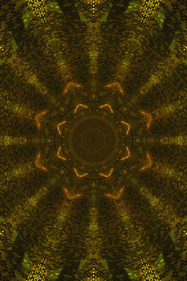 Neon Tunnel Gouden Kaleidoscoop 2:3 Photo Portrait 60fps Screensaver VJLoops
