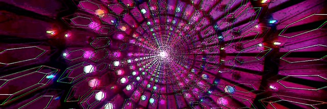 Neon Tunnel Roze Geometrisch Screensaver 3:1 Triple Wide 60fps VJ Loop