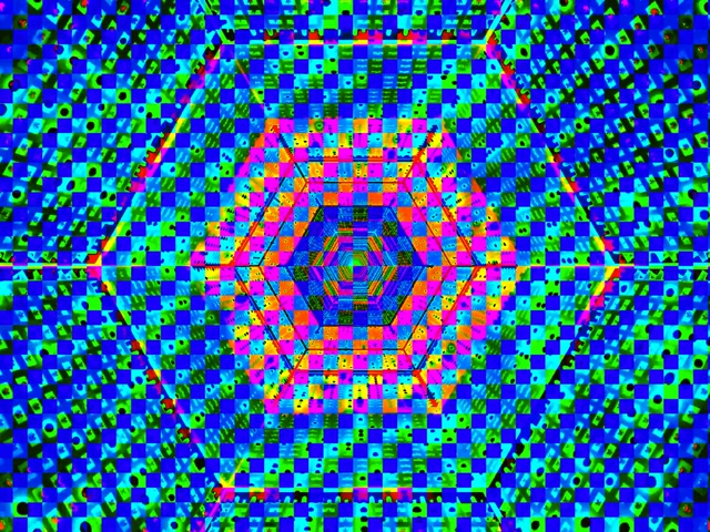 Neon Tunnel Hexagon Raster VJLoops 4:3 Klassiek 60fps Screensaver