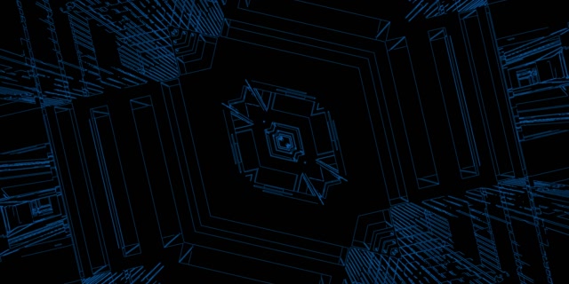 Blauwe Neon Tunnel Screensaver 2:1 Univisium 60fps VJ Loop