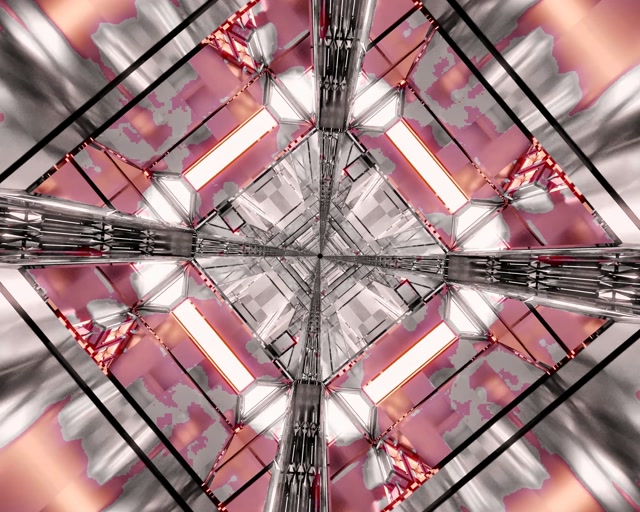 Neon Tunnel Roze Diamant Raster VJLoops 5:4 industrieel 60fps Schermbeveiliging