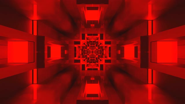 Rode Geometrische Tunnel Loop - Abstracte 3D Corridor Beweging Achtergrond