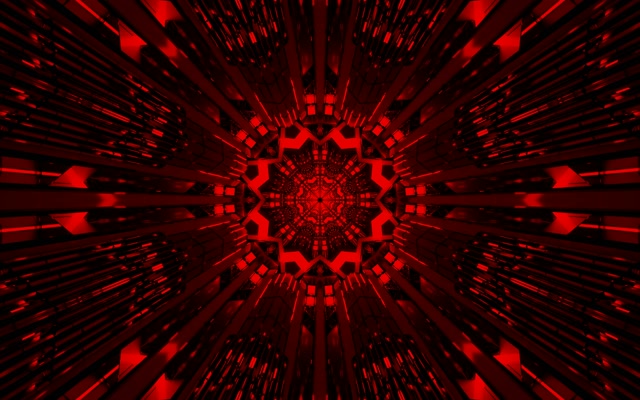 Rood Fractaal Kaleidoscoop Neon Tunnel Vj Loop 16:10 Macbook 60fps Screensaver