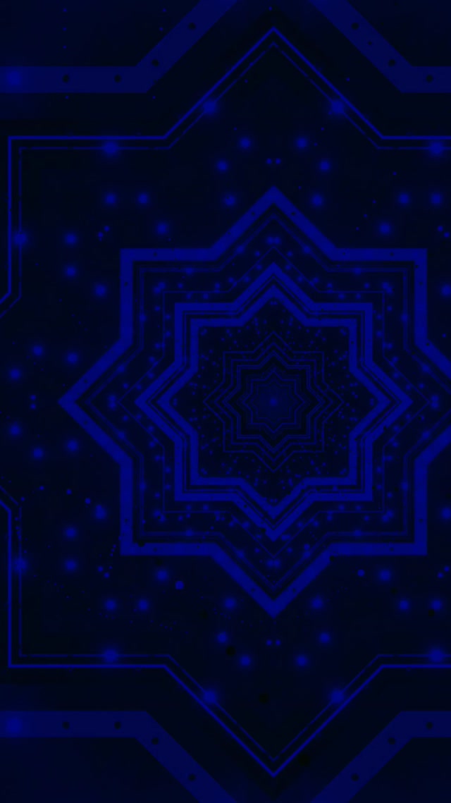 Neon Tunnel Blauwe Ster Mandala VJ Loop 9:16 Reels 60fps Screensaver