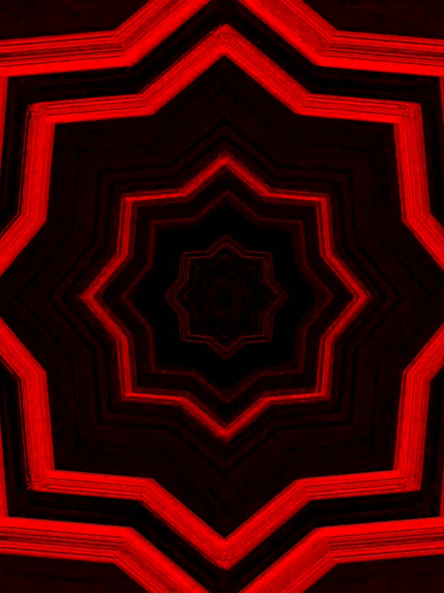 Rood Neon Tunnel 8-Punts Ster Werveling Schermbeveiliging 3:4 iPad Portret 60fps VJ Loop