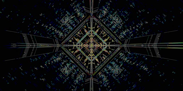 Neon Tunnel Screensaver 2:1 Univisium 60fps VJ Loop Donkere Kaleidoscoop PC