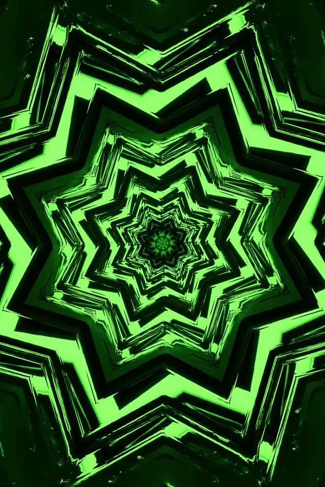 Neon Tunnel Grønn Stjerne Virvelvind VJLoops 2:3 Photo Portrait 60fps Skjermsparer