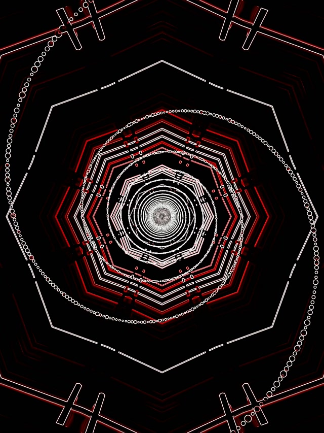 Neon Tunnel Rød Oktagon Virvel Skjermsparer 3:4 iPad Portrait 60fps Vj Loop