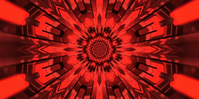Rød Fraktal Kaleidoskop Neon Tunnel VJ Loop 2:1 Univisium 60fps Skjermsparer