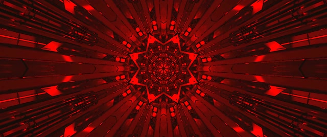 Rød Neon Tunnel Mandala Skjermbeskytter 60fps 2.39:1 Cinemascope VJ Loop