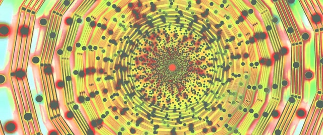 Neon Tunnel Krets Prikk Virvel VJ Loop 2.39:1 Cinemascope 60fps Skjermsparer