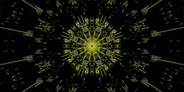 Blue Fractal Kaleidoscope Neon Tunnel 2:1 Univisium 60fps Screensaver Vj Loop