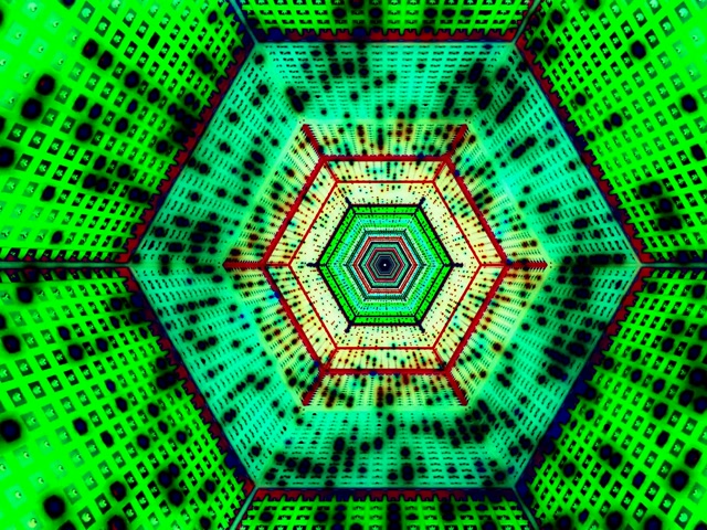 VJLoops Neon Tunnel Heksagon Rutenett Grønn 4:3 classic 60fps Skjermsparer