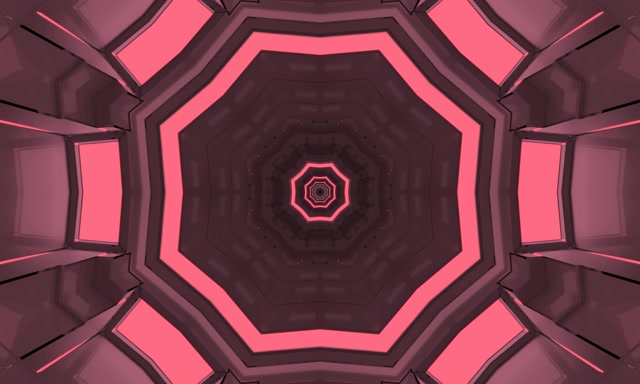 Neon Tunnel Octagon Vortex VJ Loop 5:3 Wide 60fps Screensaver Pink Red
