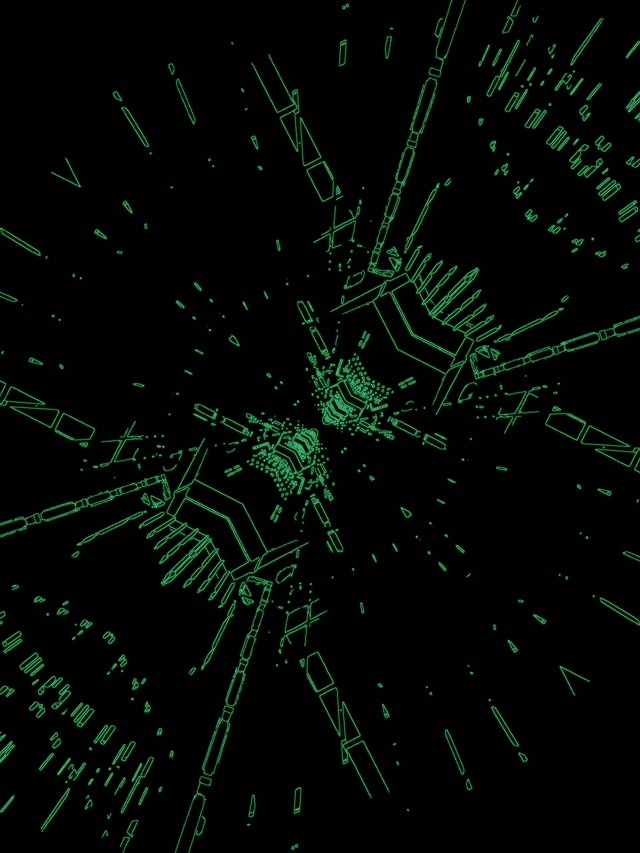 Neon Tunnel Grønn Krets Eksplosjon Vj Loop 3:4 iPad Portrett 60fps Skjermsparer