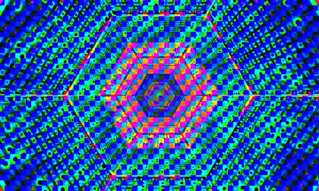 Neon Tunnel Heksagon Rutenett VJLoops 5:3 Wide 60fps Skjermsparer