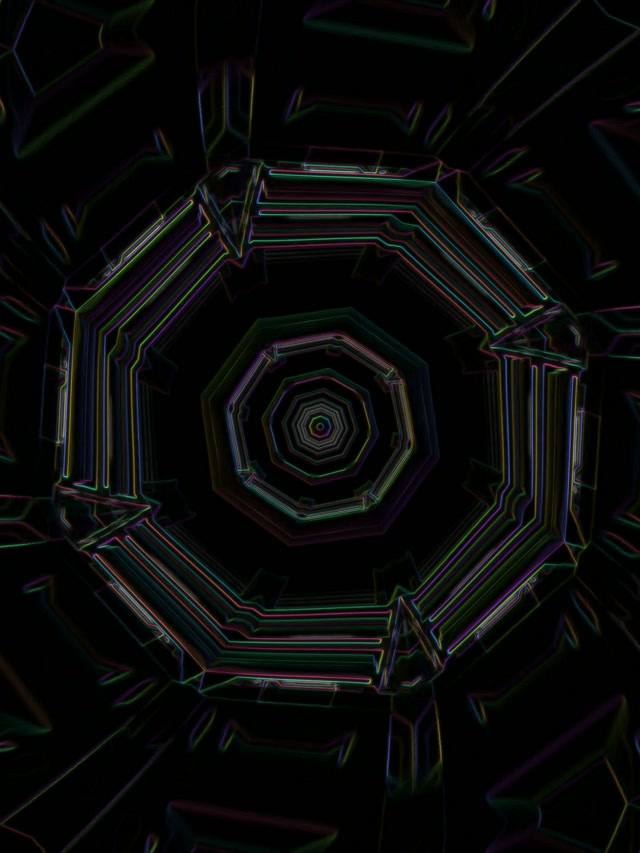 Neon Tunnel Octagon Vortex 3:4 iPad Portrait 60fps VJ Loop Screensaver