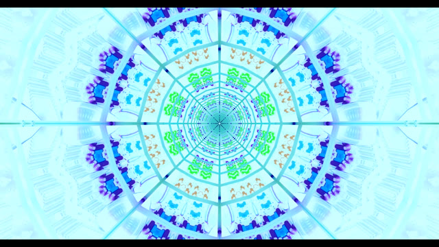 Abstrakt Blå Grønn Kaleidoskop VJLoops - Livlig Mandala Bevegelse Bakgrunn