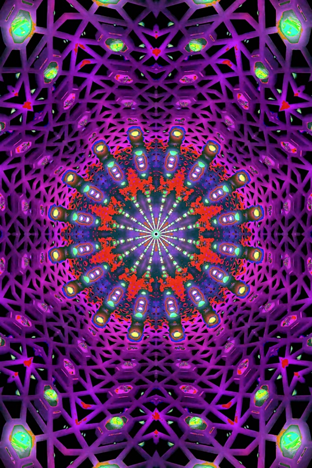 Neon Tunnel Fraktal Kaleidoskop Eksplosjon 2:3 Foto Portrett 60fps Skjermsparer VJ Loop