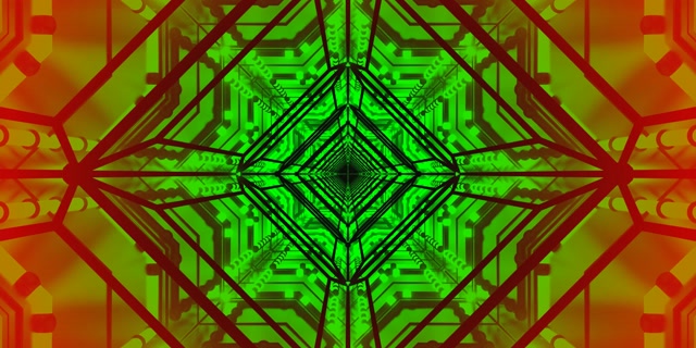 Grønn Rød Neon Tunnel Skjermsparer 2:1 Univisium 60fps VJ Loop PC