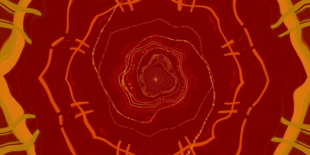 Neontunnel Oktagon Vortex Gul Rød 2:1 Univisium 60fps Skjermsparer VJ Loop