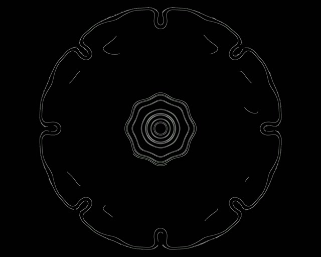 Svart Hvit Neon Tunnel Blomst Loop 5:4 Industrial 60fps Skjermsparer VJ Loop