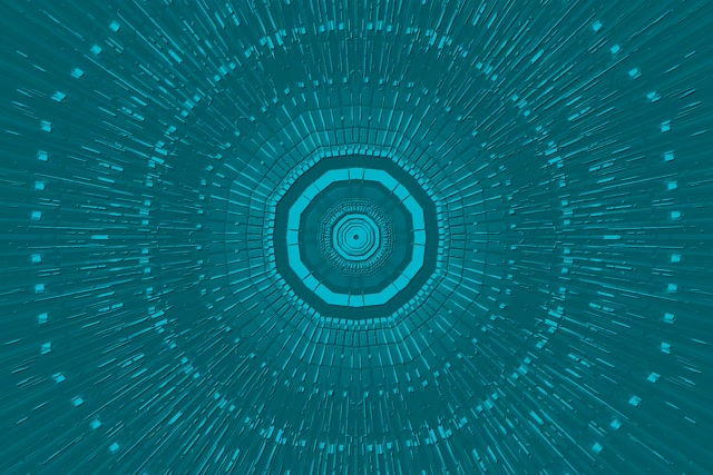 Teal Oktagon Neon Tunnel VJLoops 3:2 Surface 60fps Skjermsparer