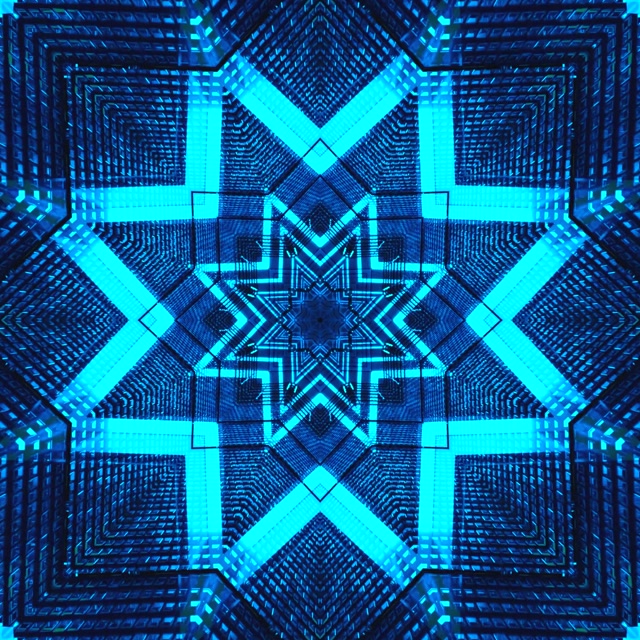 Blå neon tunnel stjerne kaleidoskop skjermsparer windows 11 Vj loop 1:1 kvadrat 60fps