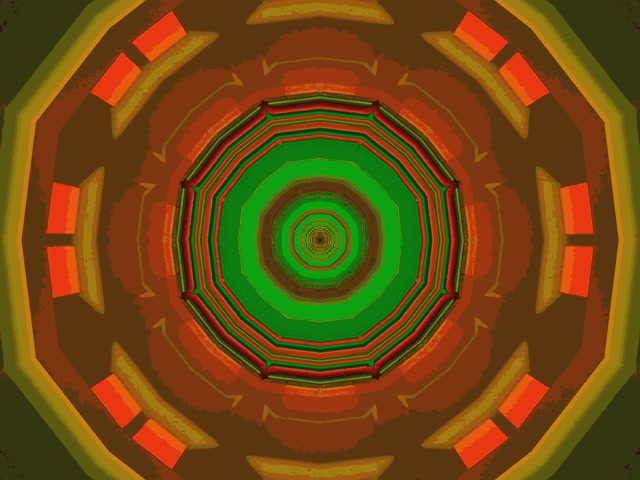 Neon Tunnel Oktagon Virvel Grønn Orange 4:3 Classic 60fps Skjermsparer Vj Loop