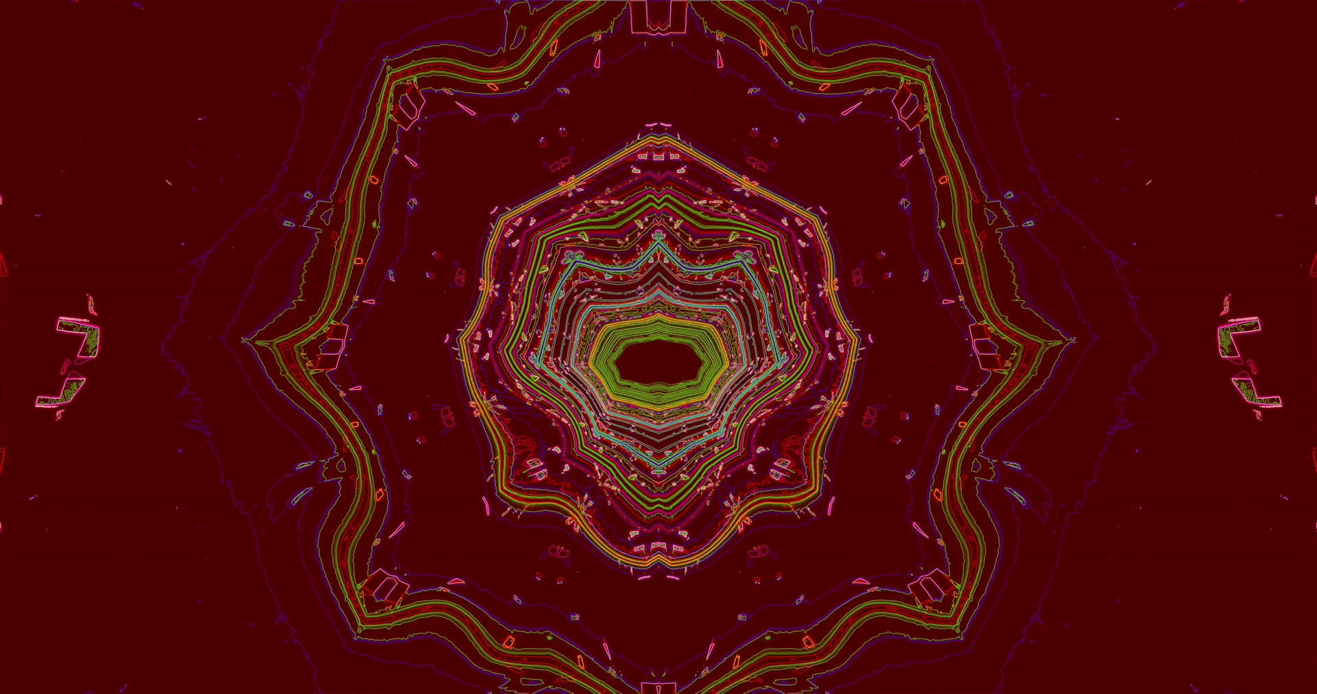 Neonowy Tunel Czerwona Mandala Wygaszacz 4K UHD 60fps VJ Loop