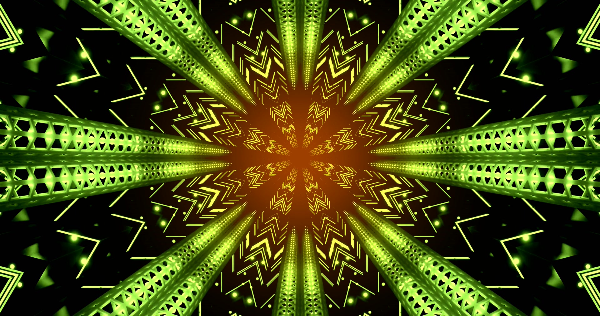 Green Fractal Neon Tunnel Screensaver pc 4k uhd 60fps Live Wallpaper
