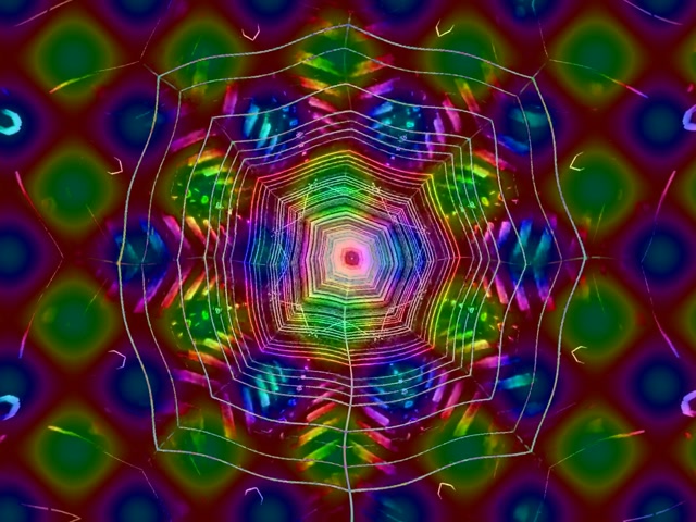 Neonowy Tunel Tęczowa Pajęczyna Wir VJ Loop 4:3 Klasyczny 60fps Wygaszacz