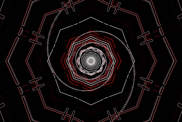 Tunel Neonowy Czerwony Ośmiokąt Wir VJ Loop 60fps 3:2 Surface Wygaszacz Ekranu