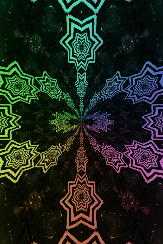 Neonowy Tunel Tęczowa Gwiazda Mandala Vj Loop 2:3 Foto Pionowy 60fps Wygaszacz