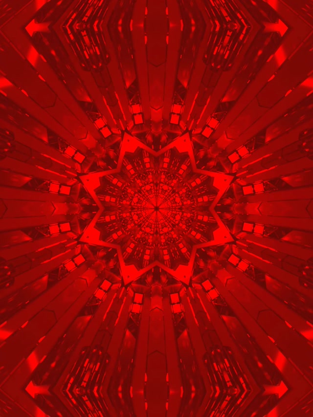 Czerwona Gwiazda Kalejdoskop Tunel Neonowy VJ Loop 3:4 iPad Portrait 60fps Wygaszacz