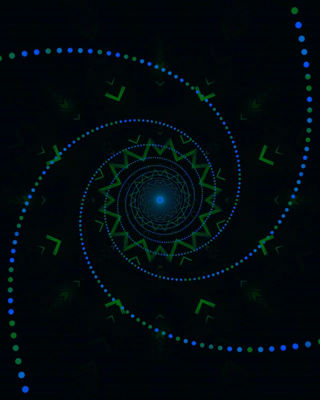 Neon Tunel Niebiesko Zielona Spirala Wygaszacz 60fps 4:5 Instagram VJ Loop